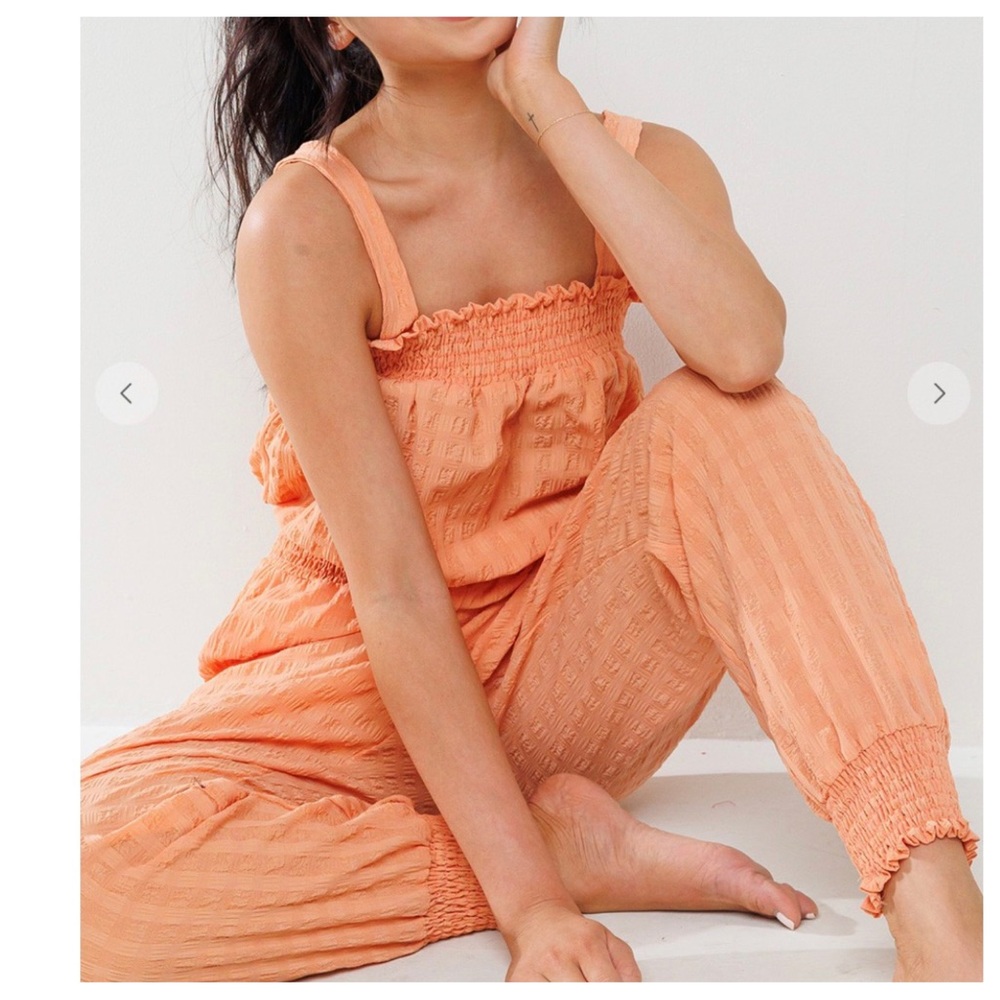 Fabulous Textured Fabric Smocked Jumpsuit